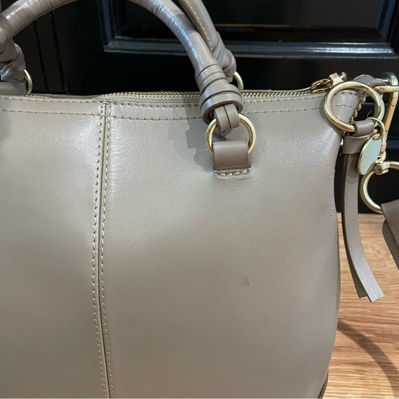 See by Chloe Emy Patchwork Suede Taupe Grey Shoulder Bag w Crossbody Strap - Picture 7 of 16